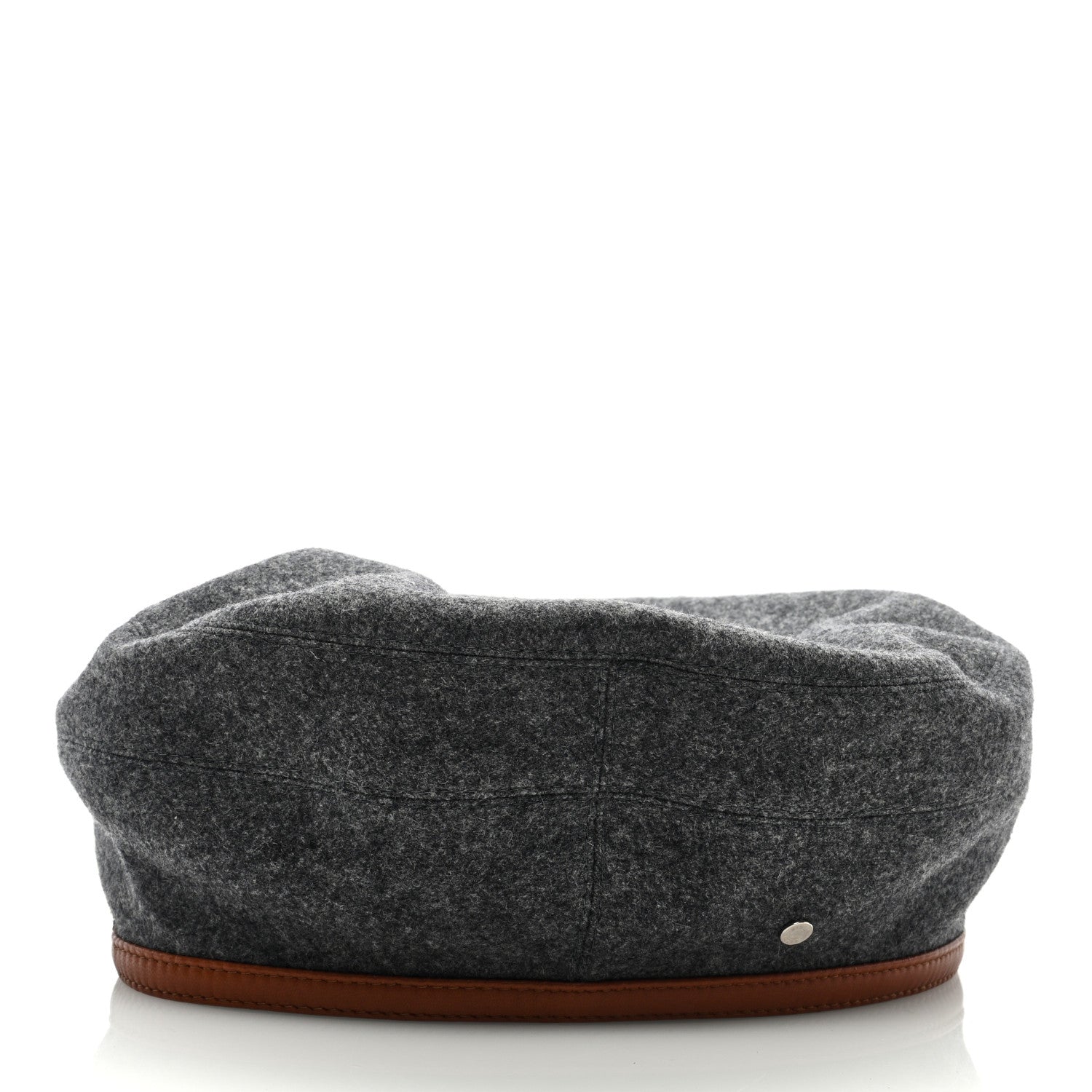 Hermes Cashmere Lambskin Femme Saint Honore Beret 56 Gris Flanelle Cognac 5 of 7