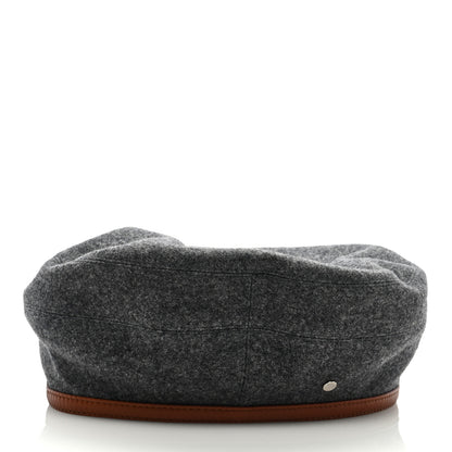 Hermes Cashmere Lambskin Femme Saint Honore Beret 56 Gris Flanelle Cognac 5 of 7
