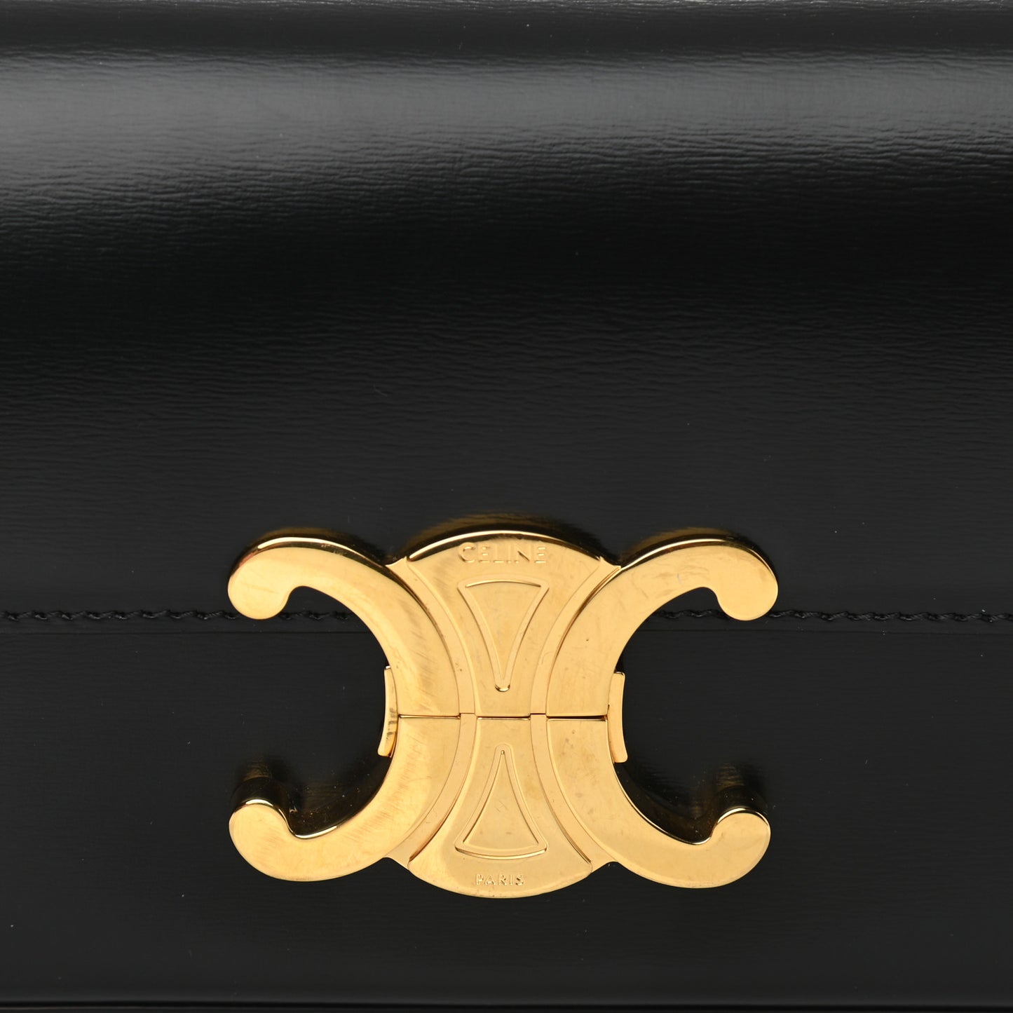 Shiny Calfskin Triomphe Shoulder Bag Black