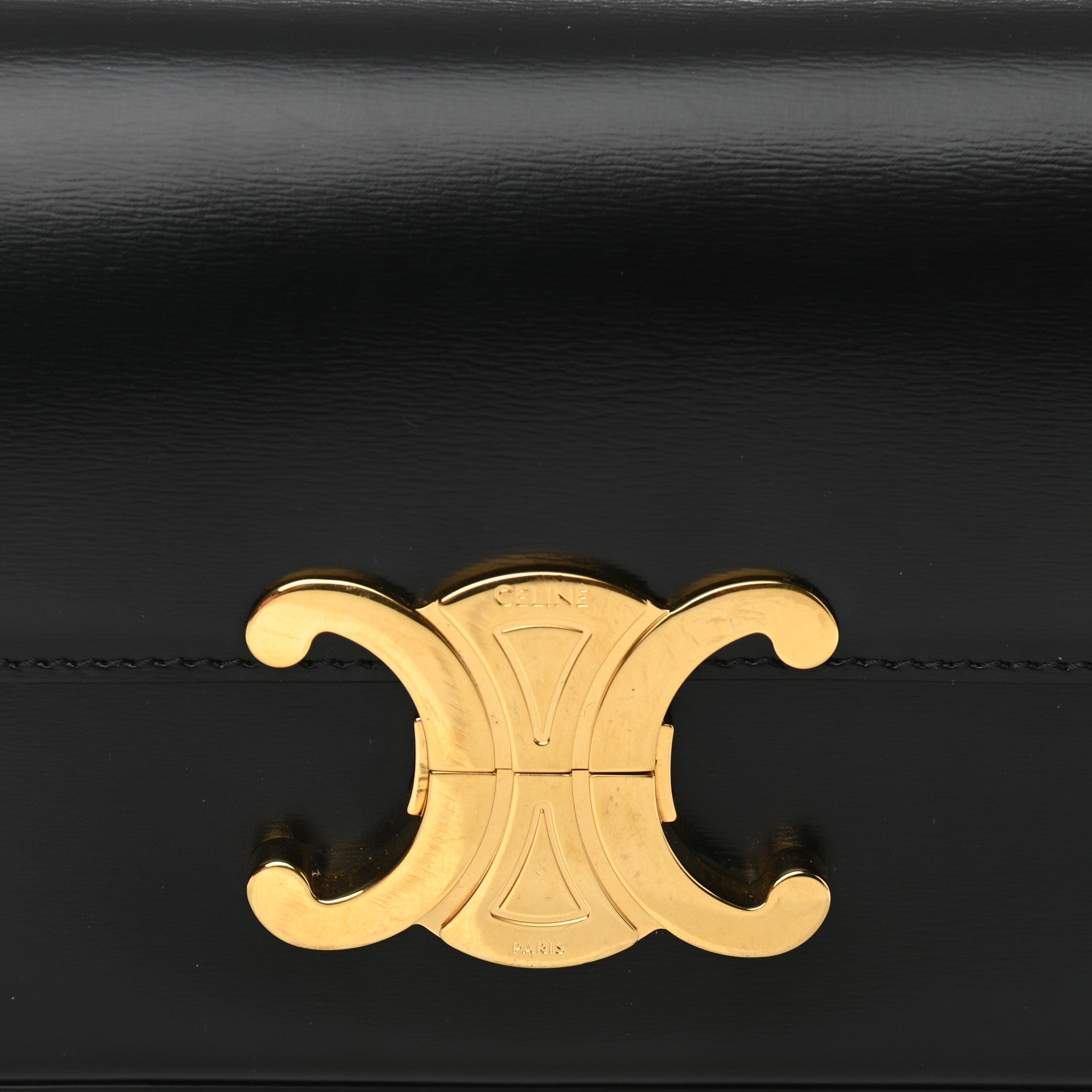 Celine Shiny Calfskin Triomphe Shoulder Bag Black 10 of 12