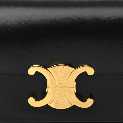Celine Shiny Calfskin Triomphe Shoulder Bag Black 10 of 12
