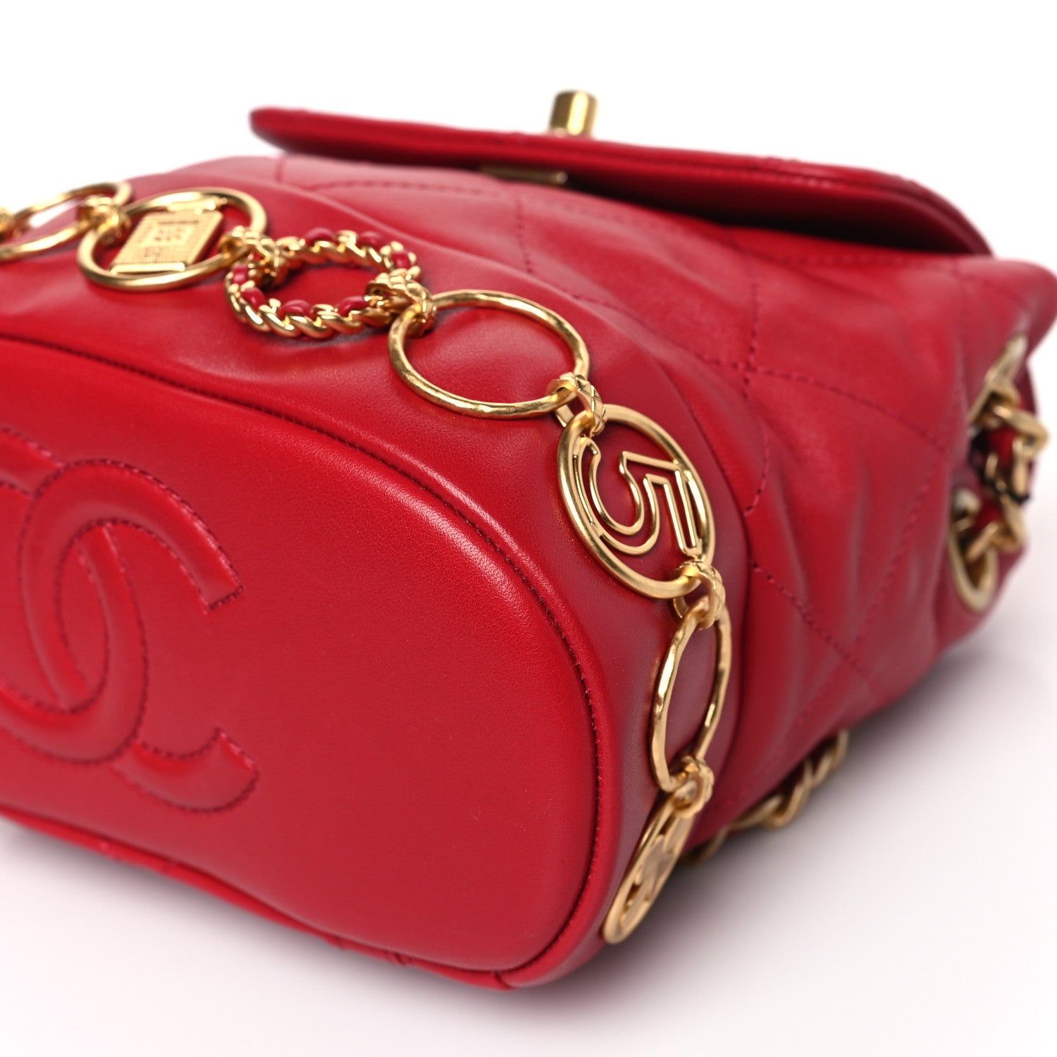 Chanel Calfskin Quilted Small Charms Backpack Red 9 of 9