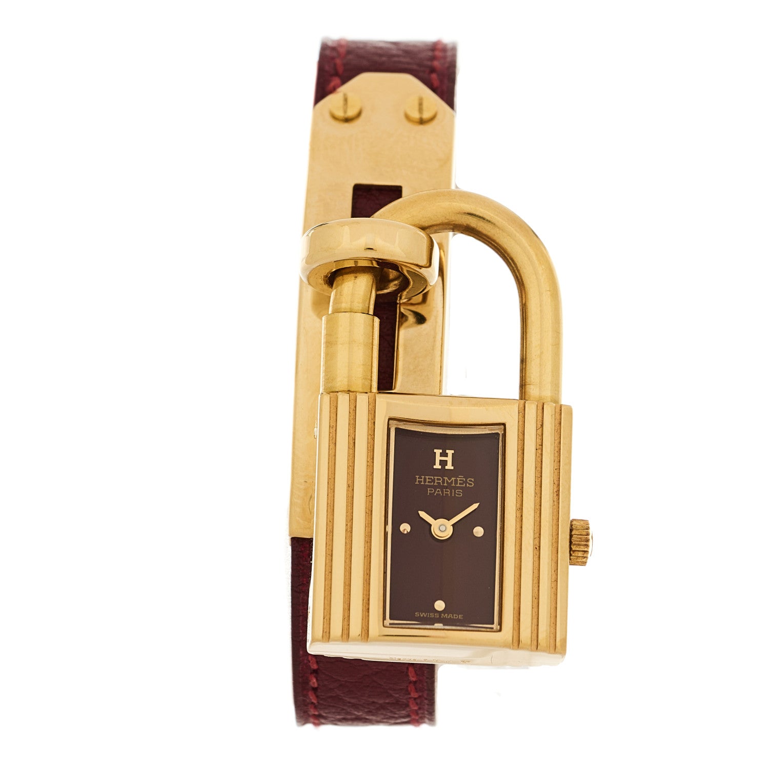 Hermes Stainless Steel Courchevel 20mm Kelly Cadena Quartz Watch Rouge 1 of 4