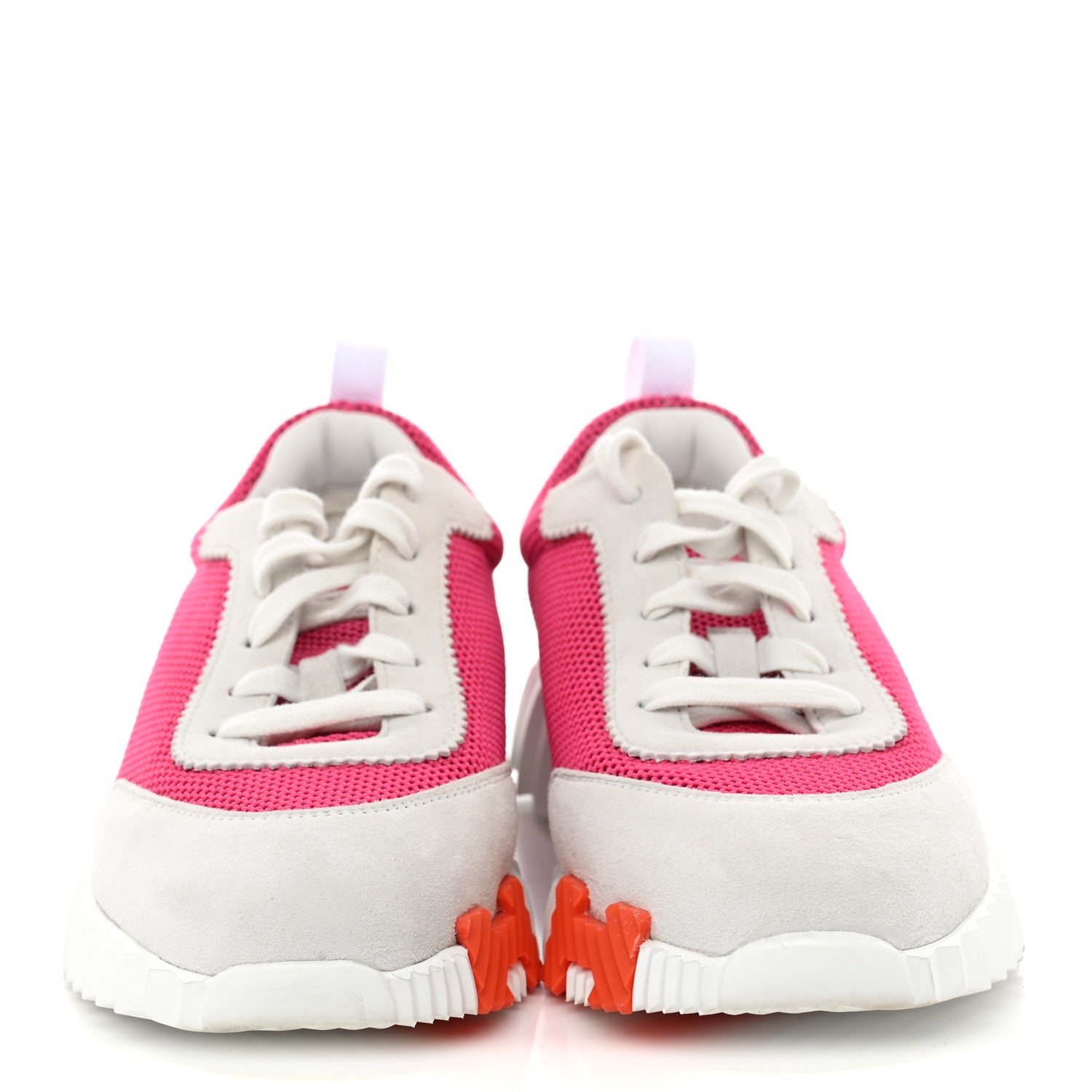 Hermes Air Mesh Suede Goatskin Bouncing Sneakers 38 39 Rose Vinicunca White 3 of 10