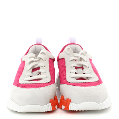 Hermes Air Mesh Suede Goatskin Bouncing Sneakers 38 39 Rose Vinicunca White 3 of 10