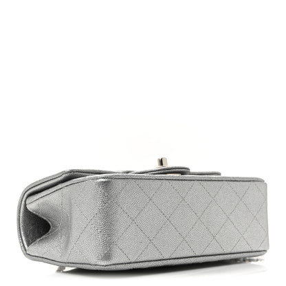 Chanel Metallic Caviar Quilted Mini Top Handle Rectangular Flap Silver 4 of 10