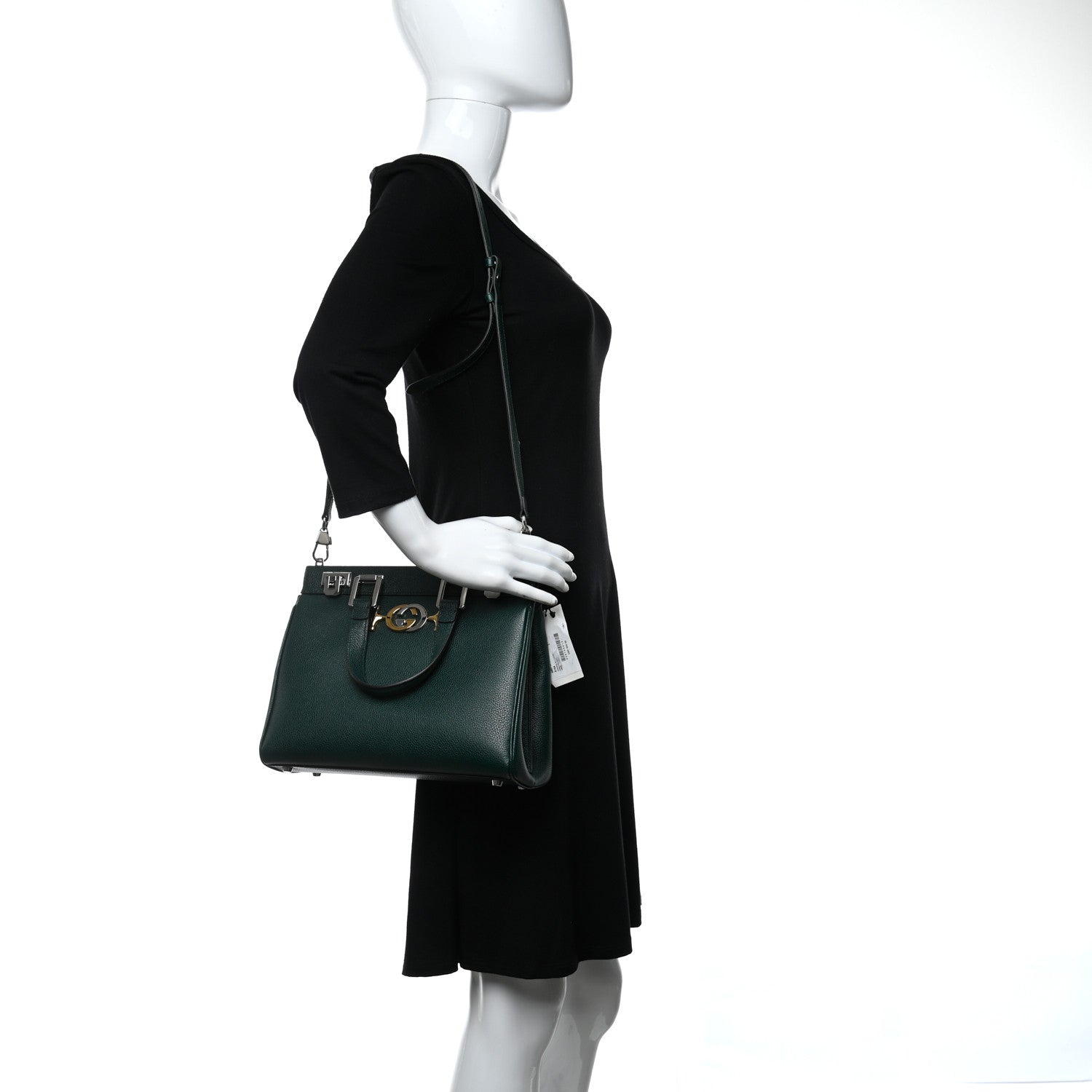 Gucci Grainy Calfskin Small Zumi Top Handle Bag Vintage Green 2 of 11
