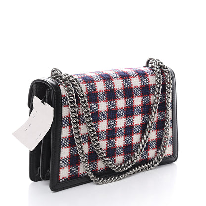 Gucci Vintage Tweed Check Small Dionysus Shoulder Bag White Hibiscus Red Marine 2 of 8