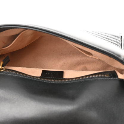 Gucci Calfskin Matelasse Small GG Marmont Top Handle Shoulder Bag Black 5 of 13