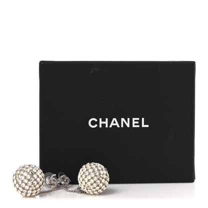Chanel Crystal CC Ball Drop Earrings Silver 5 of 5