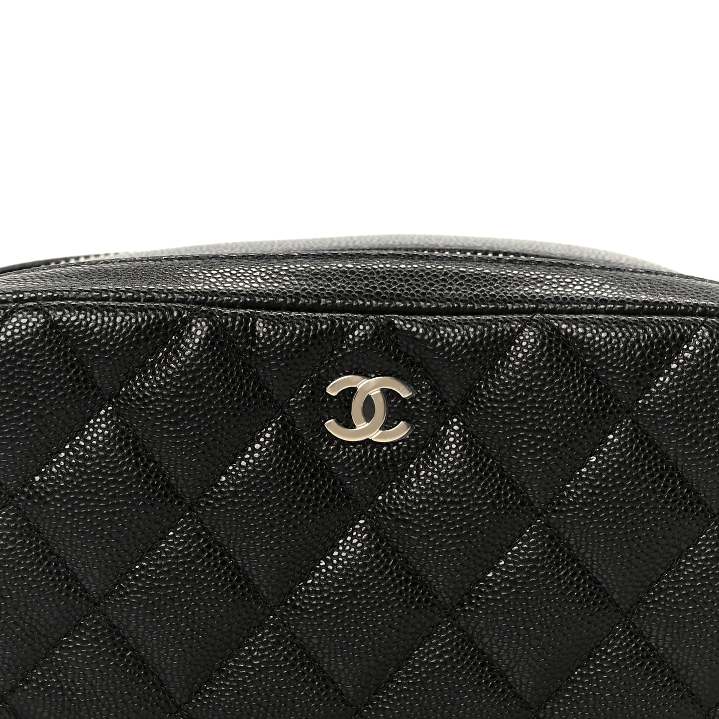 Caviar Quilted Toiletry Case With Chain Black