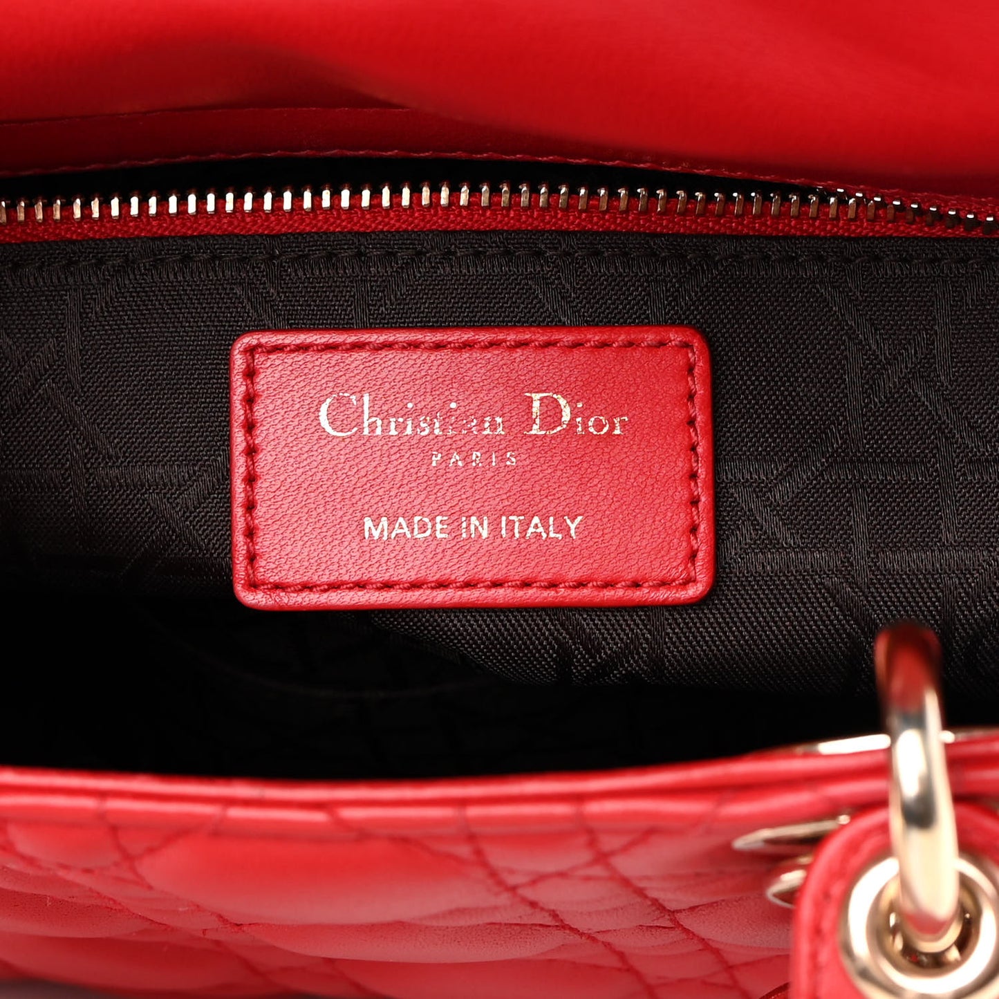 Lambskin Cannage Small Lucky Badges My Lady Dior Red