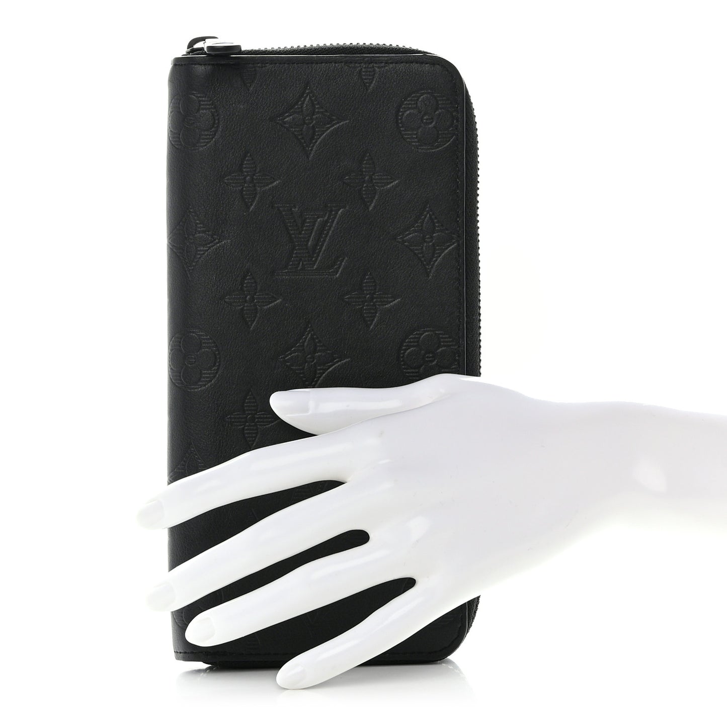Calfskin Monogram Shadow Vertical Zippy Wallet Black