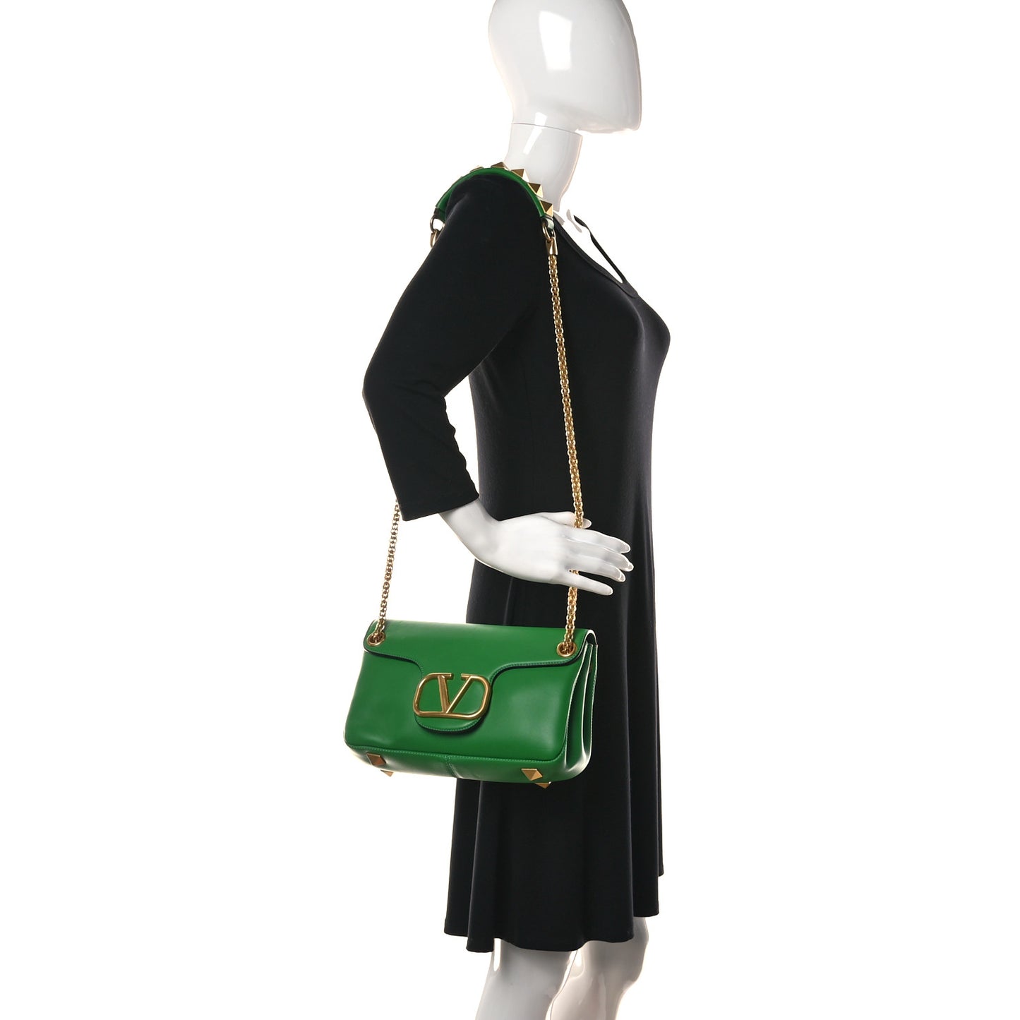 Nappa Stud Sign Shoulder Bag Ultra Green