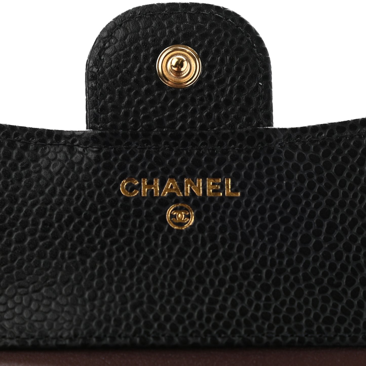 Caviar Quilted Compact Flap Wallet Black