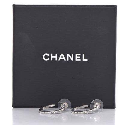 Chanel Baguette Crystal CC Hoop Earrings Silver 6 of 7