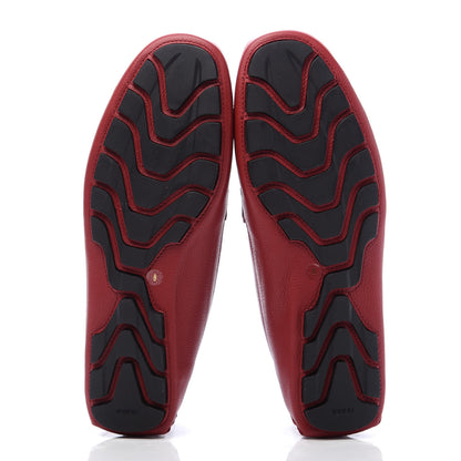 Gucci Calfskin Web Mens Driver Loafers 8 Red 6 of 9