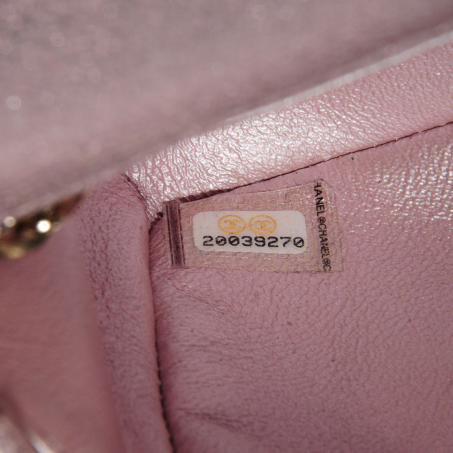 Metallic Goatskin Quilted Mini Flap Pink