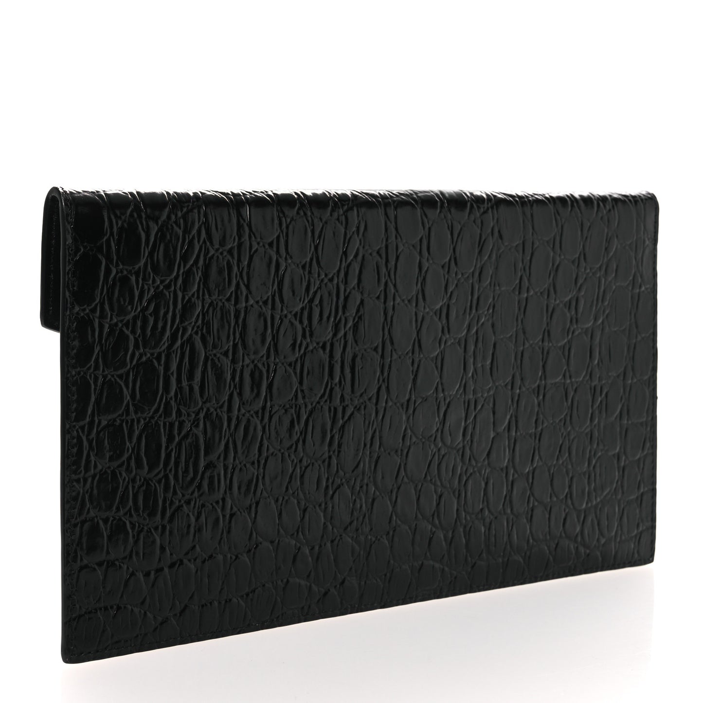 Calfskin Crocodile Embossed Uptown Monogram Pouch Black