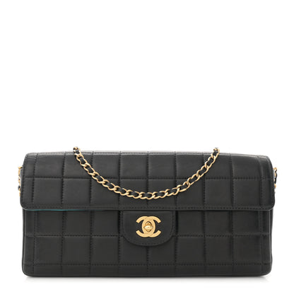 Chanel Lambskin Quilted East West Chocolate Bar Flap Navy 1 of 12