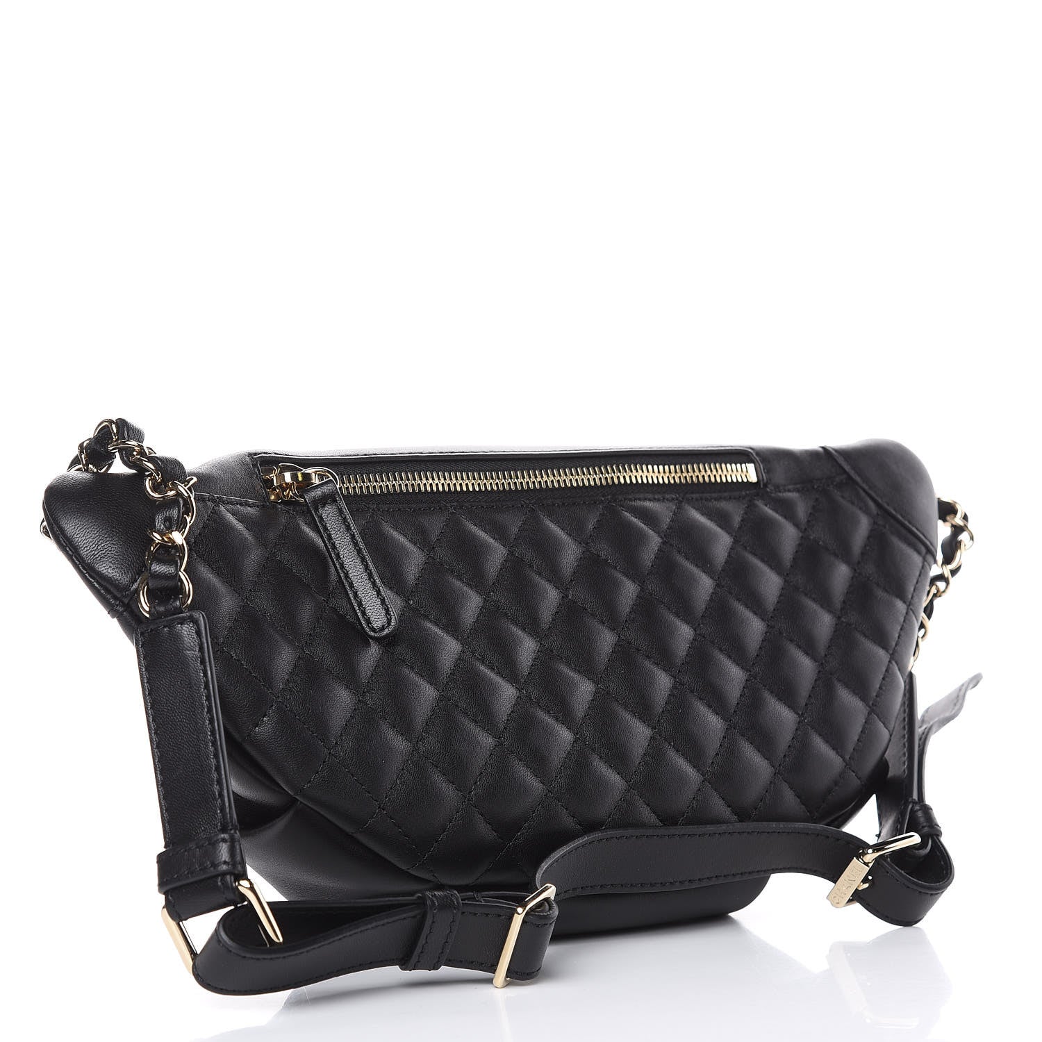 Chanel Lambskin Quilted Waist Bag Fanny Pack Black 3 of 10