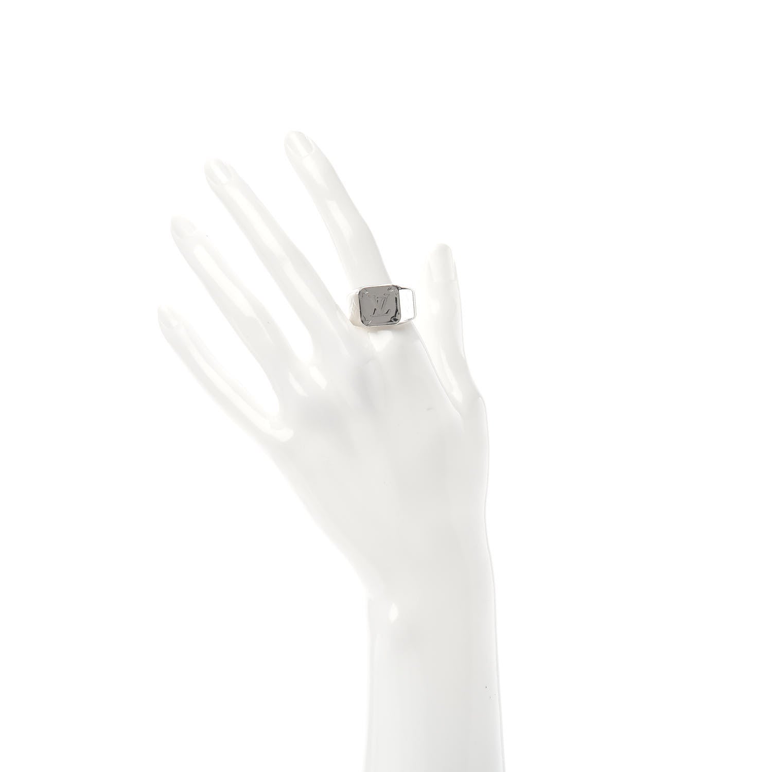 Louis Vuitton Monogram Signet Ring M Silver 2 of 7