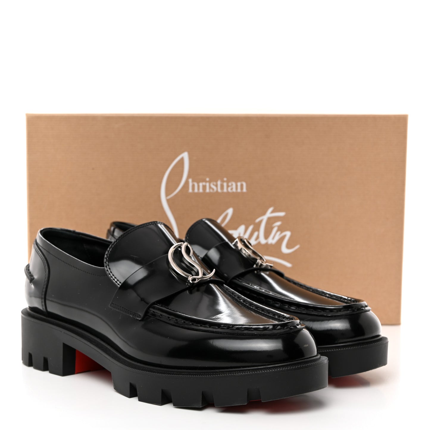 Patent Mens Medallion Flat Loafers 39 Black