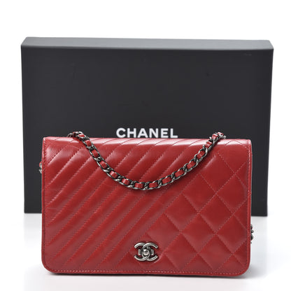Chanel Glazed Calfskin Quilted Coco Boy Wallet On Chain WOC Red 12 of 12