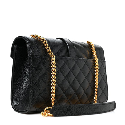 Saint Laurent Grain De Poudre Textured Mixed Matelasse Triquilt Small Monogram Satchel Black 3 of 9