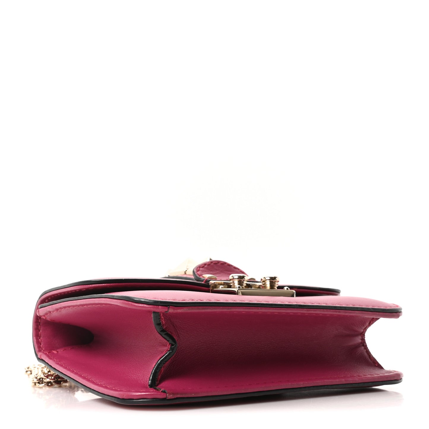Vitello Small Glam Lock Rockstud Flap Deep Cyclamin