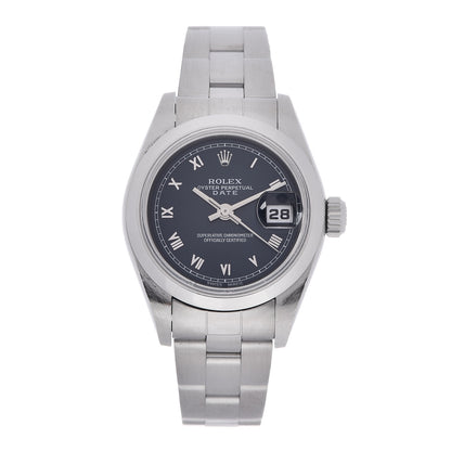 Rolex Stainless Steel 26mm Oyster Perpetual Date Watch Blue Roman 69160 1 of 6