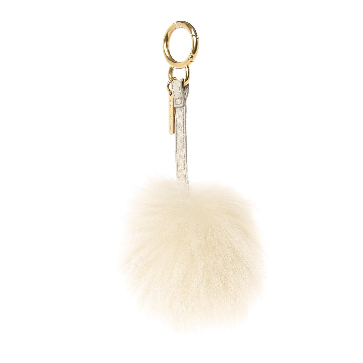 Fox Fur Pom Pom Bag Charm White