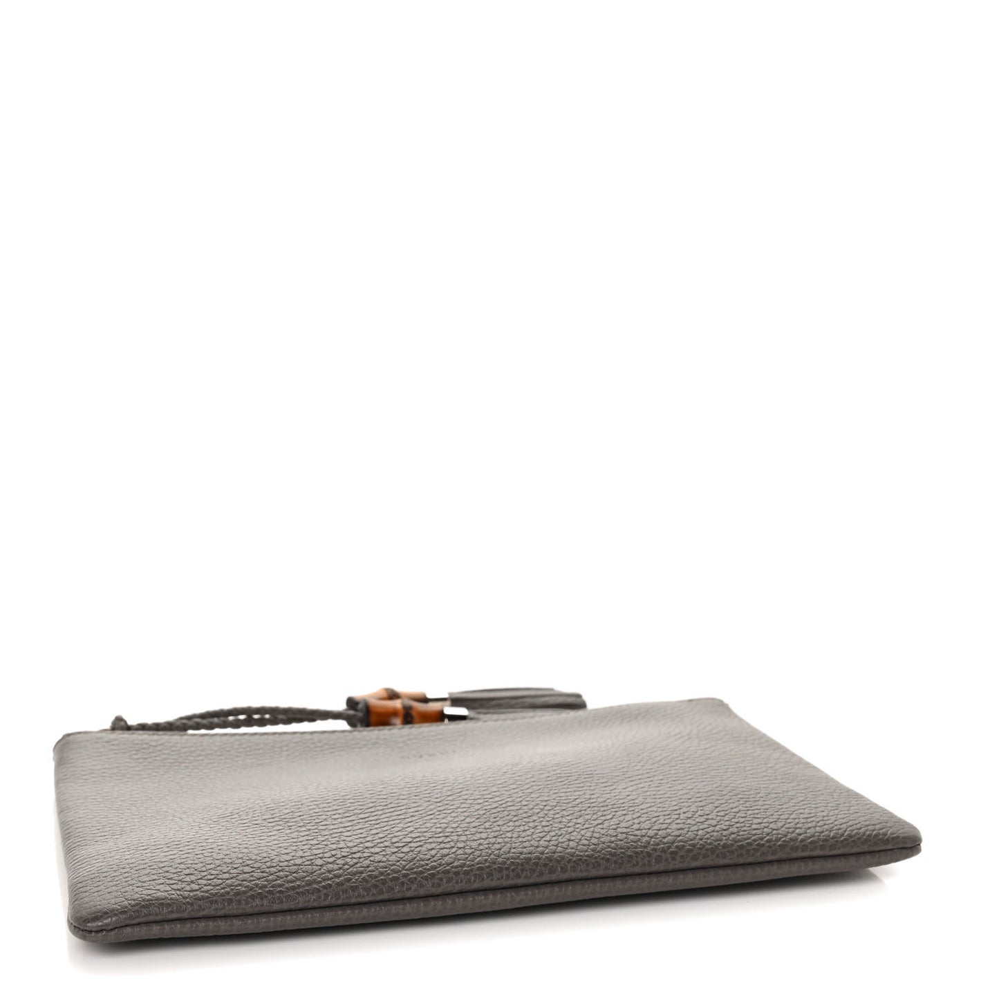 Calfskin Large Bamboo Clutch Grey