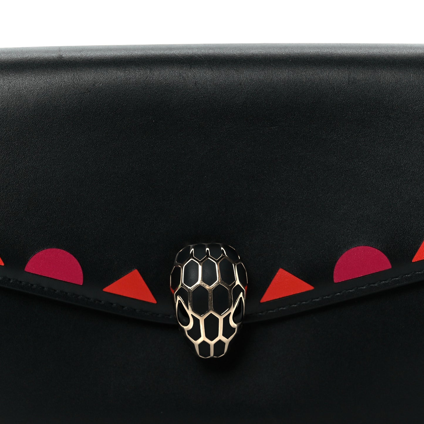 Calfskin Serpenti Forever Star Chain Wallet Black Red