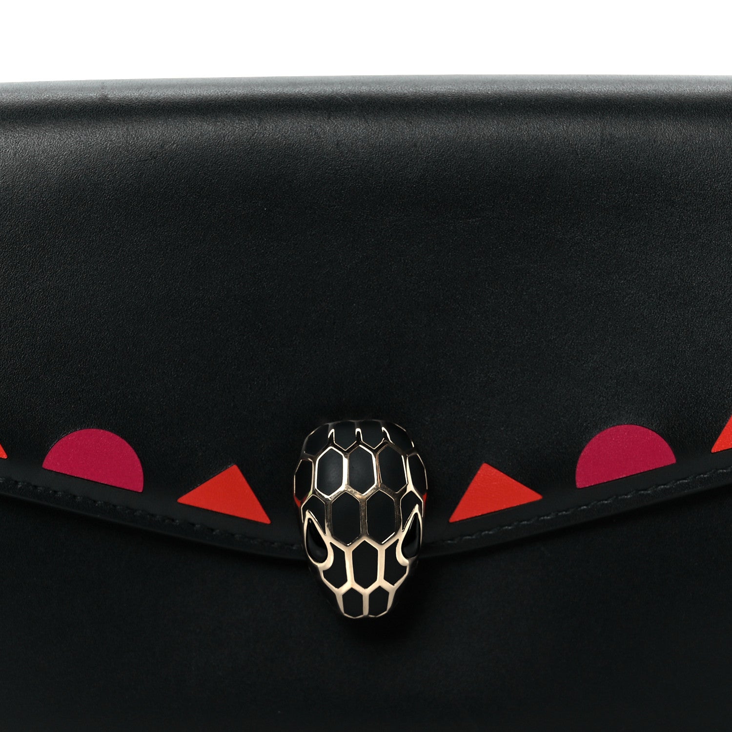 Bulgari Calfskin Serpenti Forever Star Chain Wallet Black Red 9 of 9