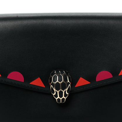 Bulgari Calfskin Serpenti Forever Star Chain Wallet Black Red 9 of 9