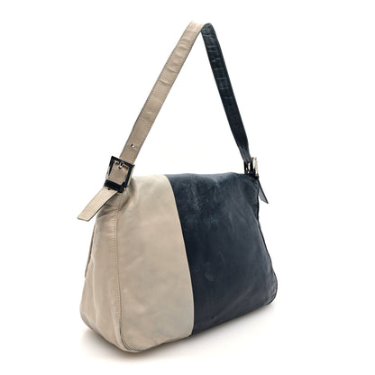 Fendi Vitello Bi-Color Mama Baguette Blue Beige 3 of 9