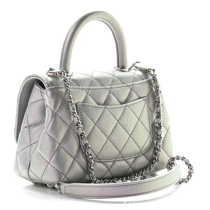 Chanel Iridescent Caviar Quilted Extra Mini Coco Handle Flap Purple 3 of 9