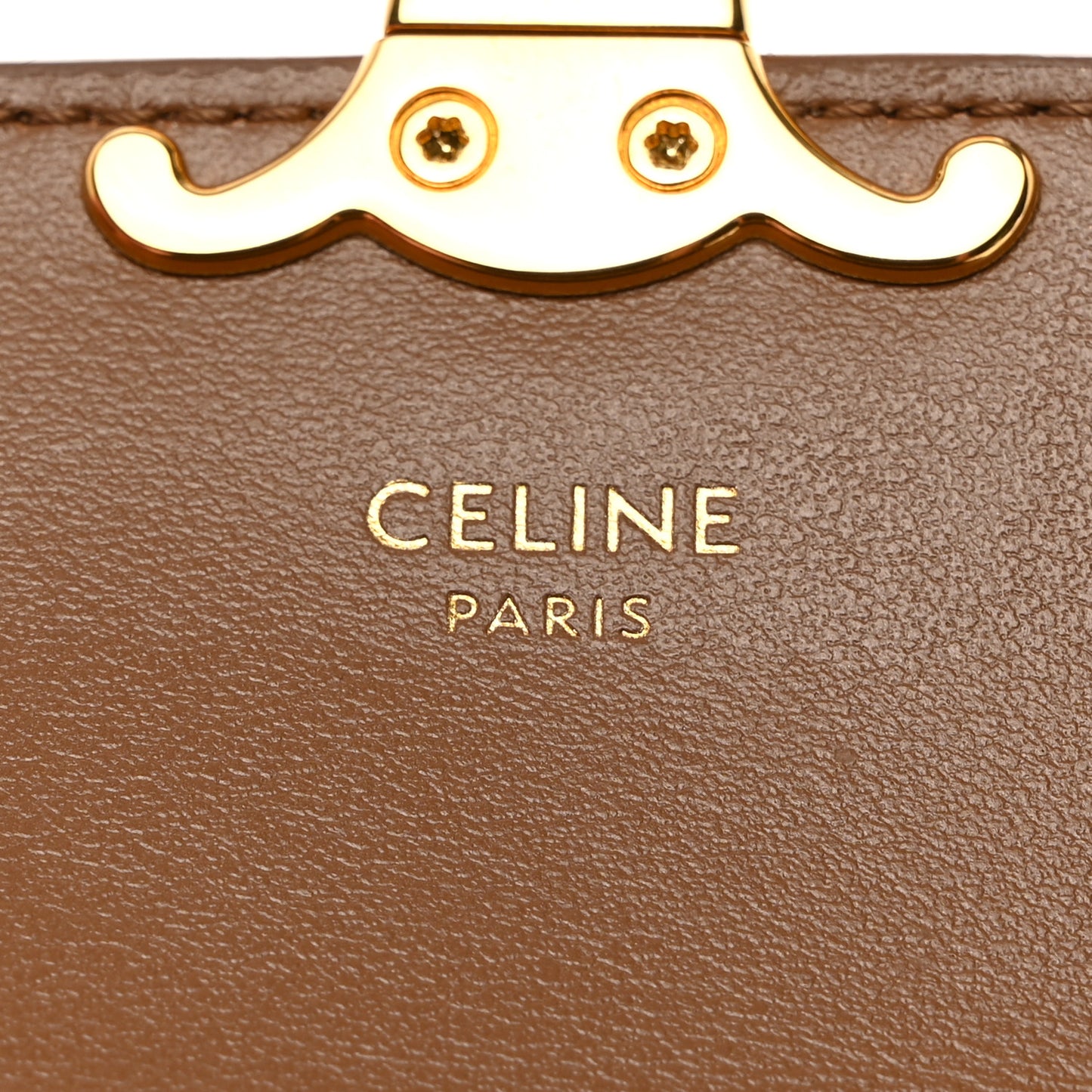 Shiny Calfskin Triomphe Flap Card Holder Bronze