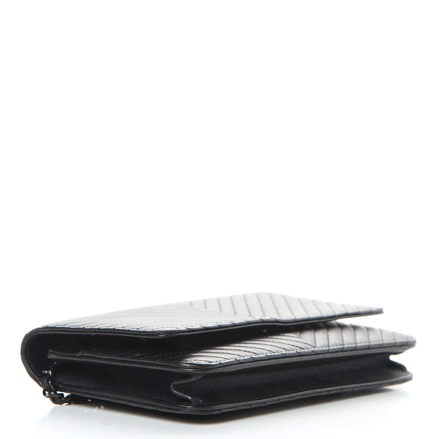 Lambskin Chevron Quilted Wallet On Chain WOC So Black