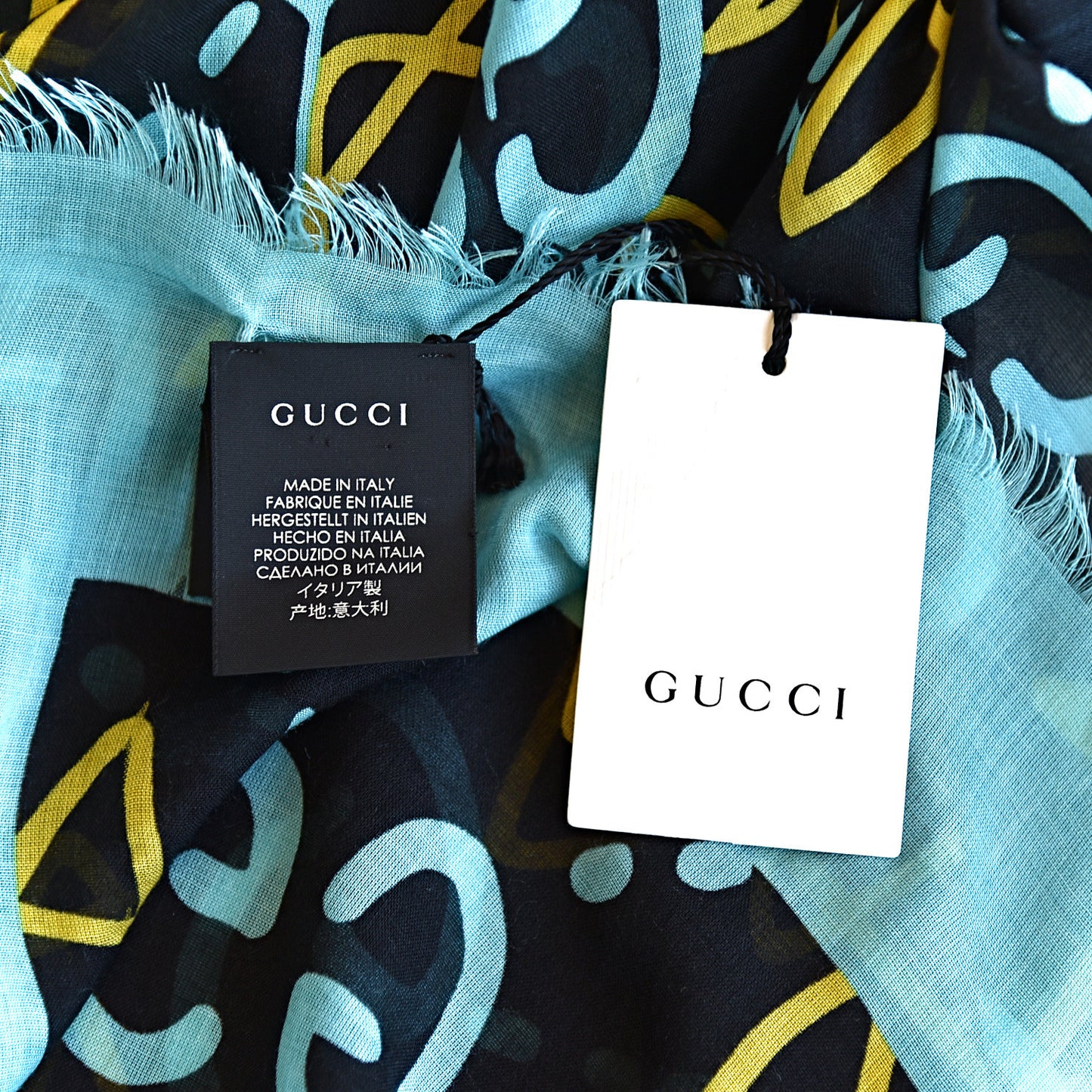 Modal Silk GucciGhost Print Shawl Black Multicolor