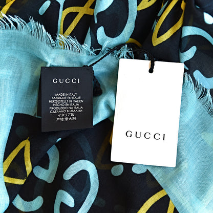 Gucci Modal Silk GucciGhost Print Shawl Black Multicolor 4 of 5