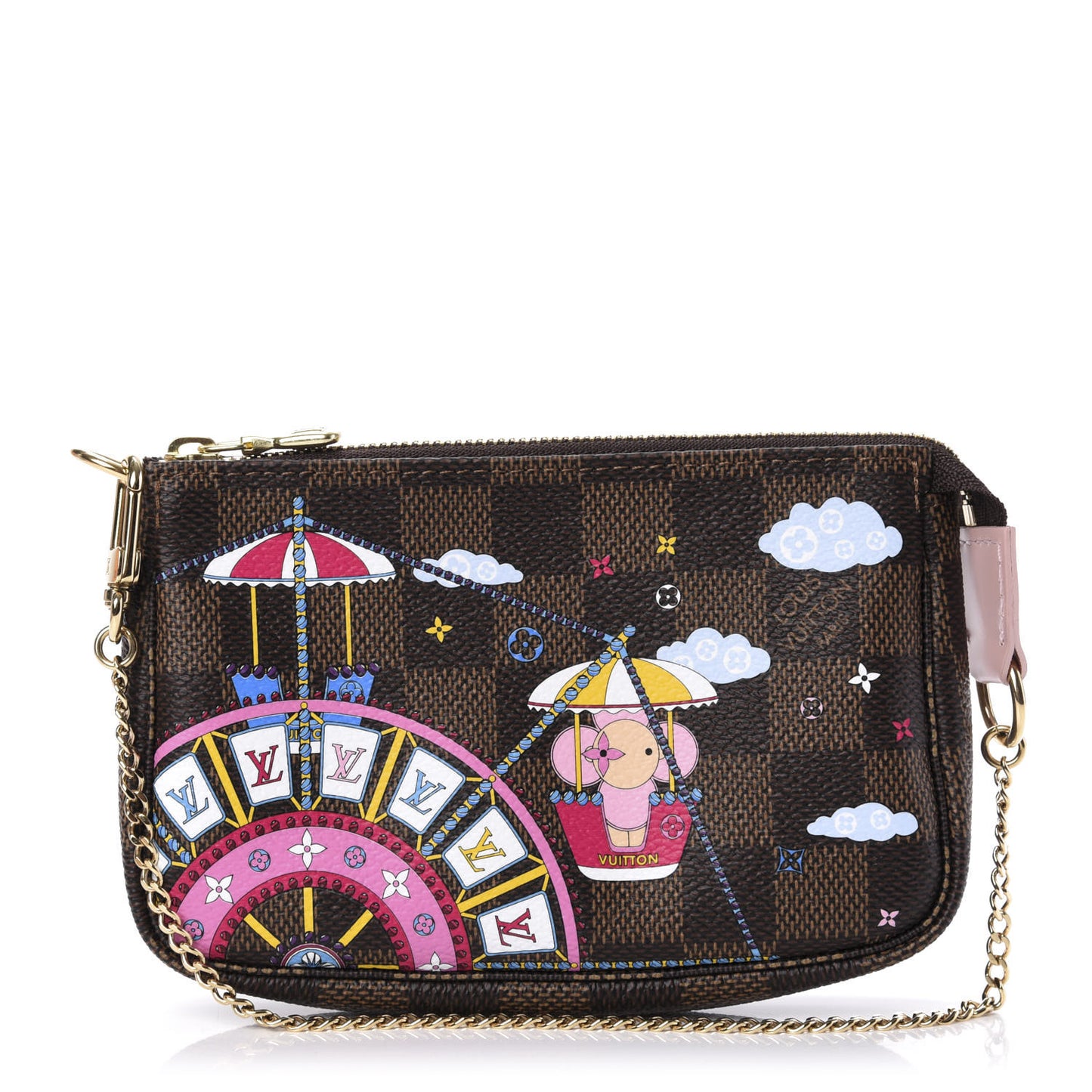 Damier Ebene 2020 Christmas Animation Big Wheel Mini Pochette Accessories Rose Ballerine