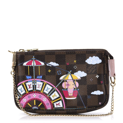 Louis Vuitton Damier Ebene 2020 Christmas Animation Big Wheel Mini Pochette Accessories Rose Ballerine 1 of 8