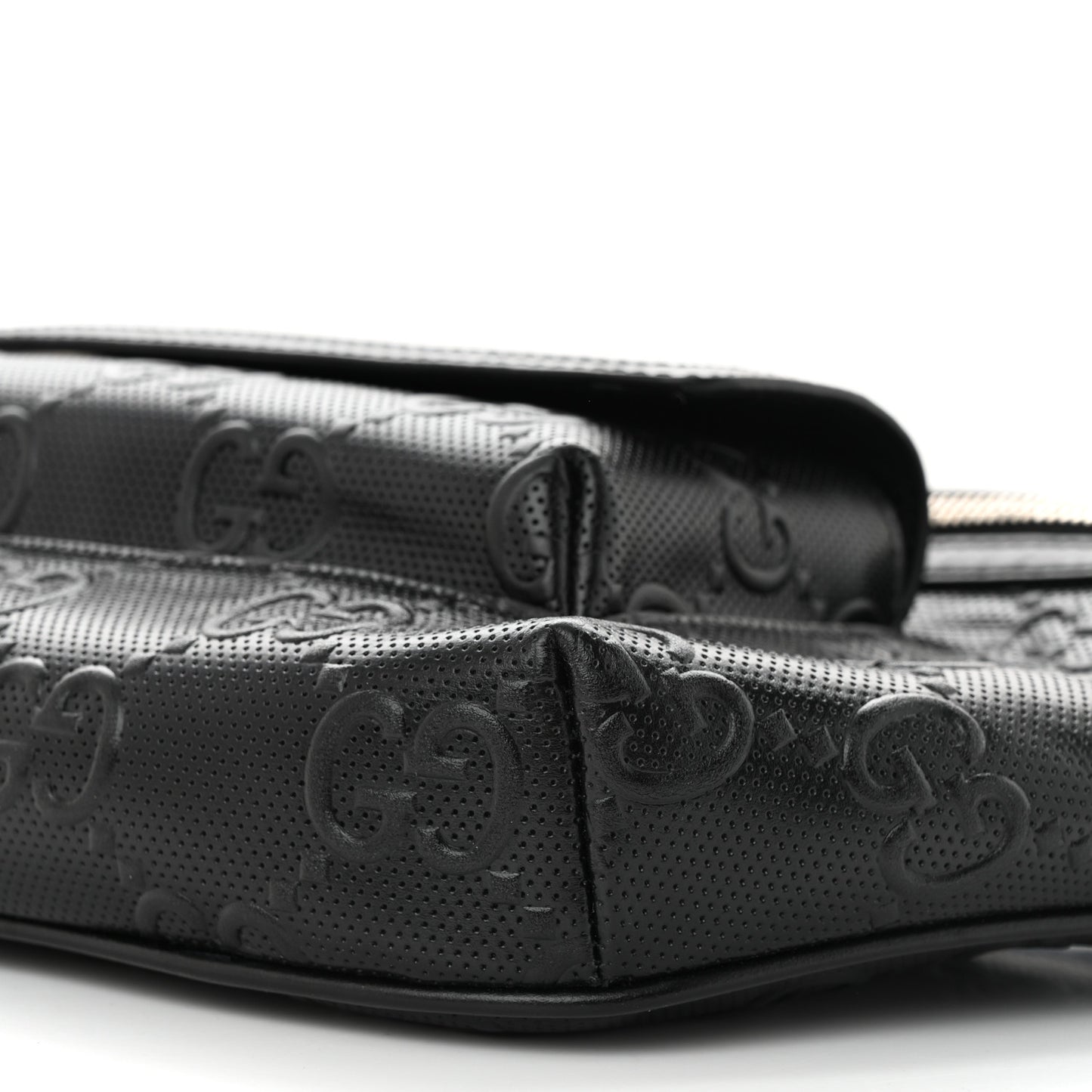 Calfskin GG Tennis Embossed Pocket Belt Bag Black