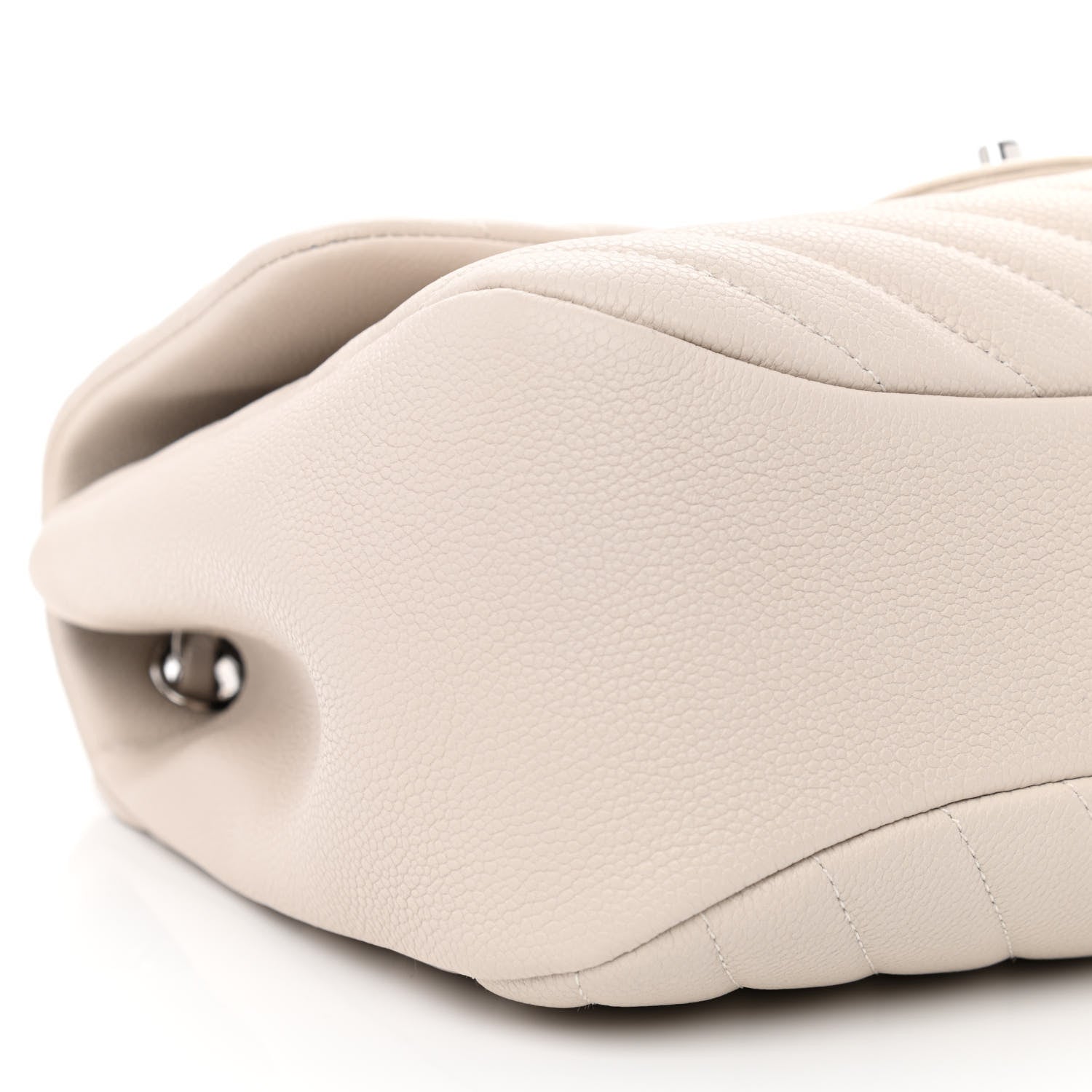 Chanel Caviar Chevron Quilted Large Puffy CC Flap White 9 of 11