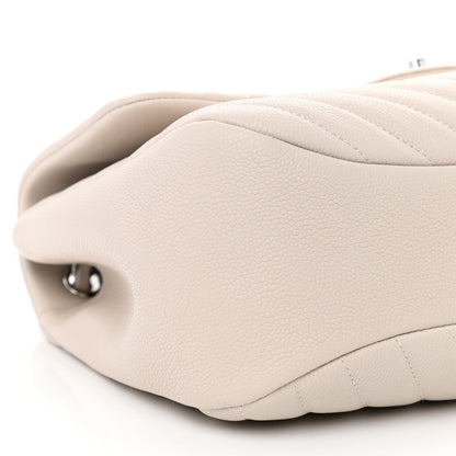Chanel Caviar Chevron Quilted Large Puffy CC Flap White 9 of 11
