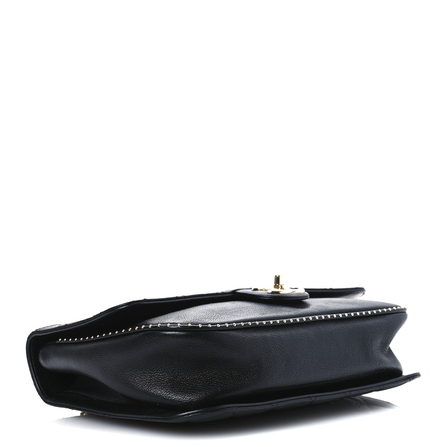 Caviar Quilted Large Studded Flap Black