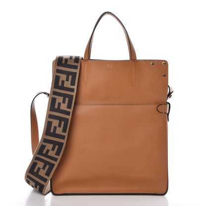 Fendi Vitello Grace Suede Flip Tote Nocciola Marrone 4 of 12
