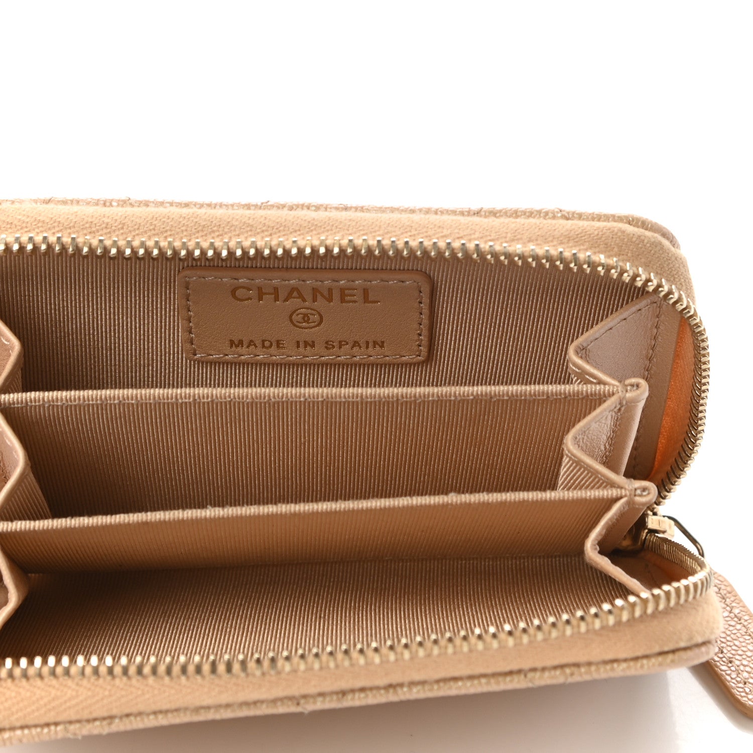 Chanel Iridescent Caviar Quilted Zip Around Coin Purse Beige 5 of 7